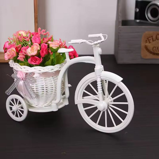 1Pc Tricycle Shaped Flower Basket Wedding Party Ceremony Decoration Bike Flower Storage Container Blue